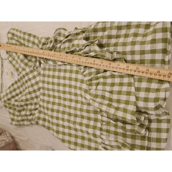 Juniors' Gingham Cotton Faux-Wrap Mini dress Size M - Picture 7 of 7